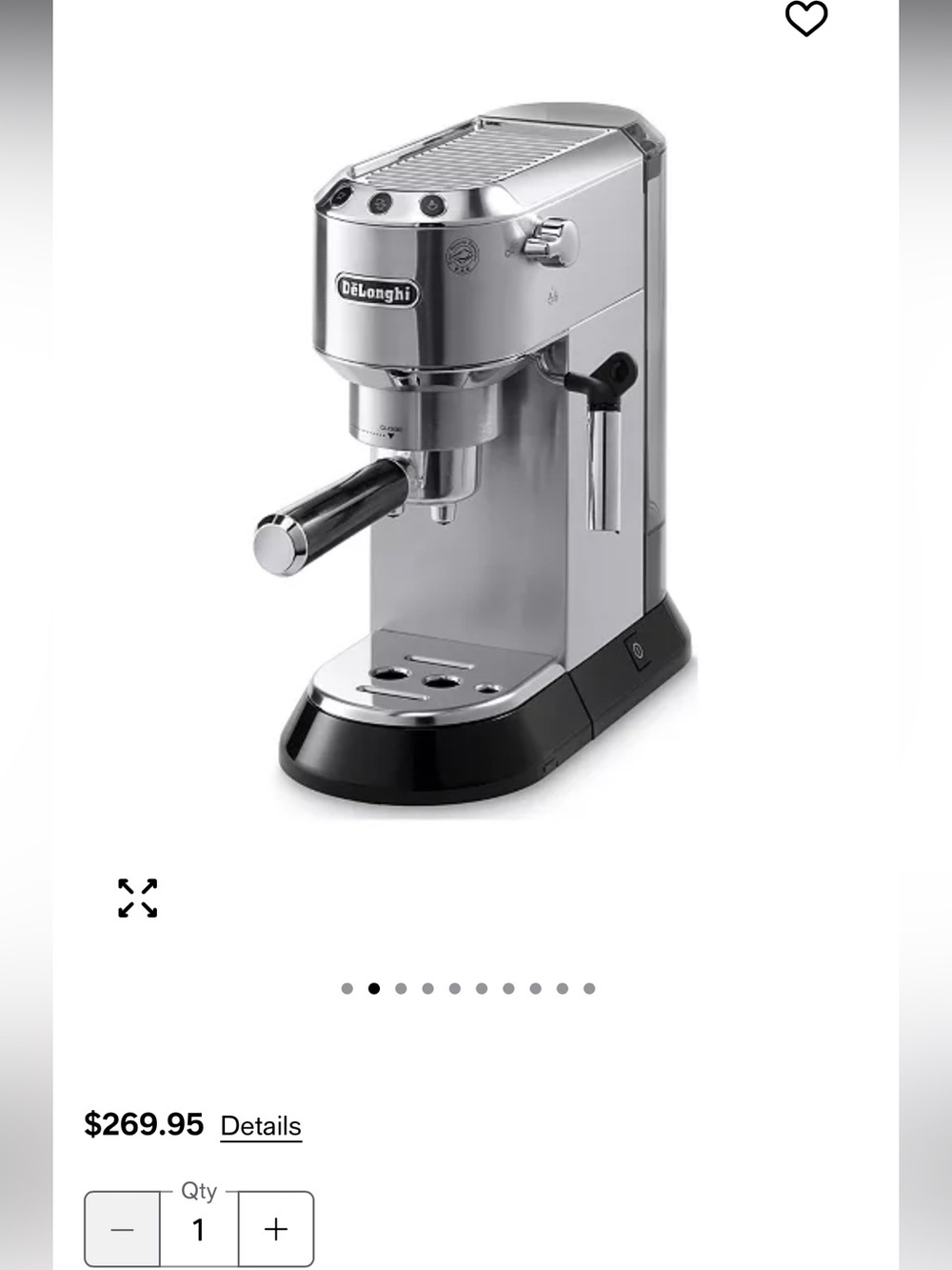 DeLonghi Stainless Steel Espresso Machine - Silver & Black